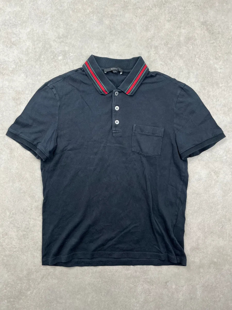 2010s Gucci Black Contrast Pocket Stripe Polo ISQxcjI 0