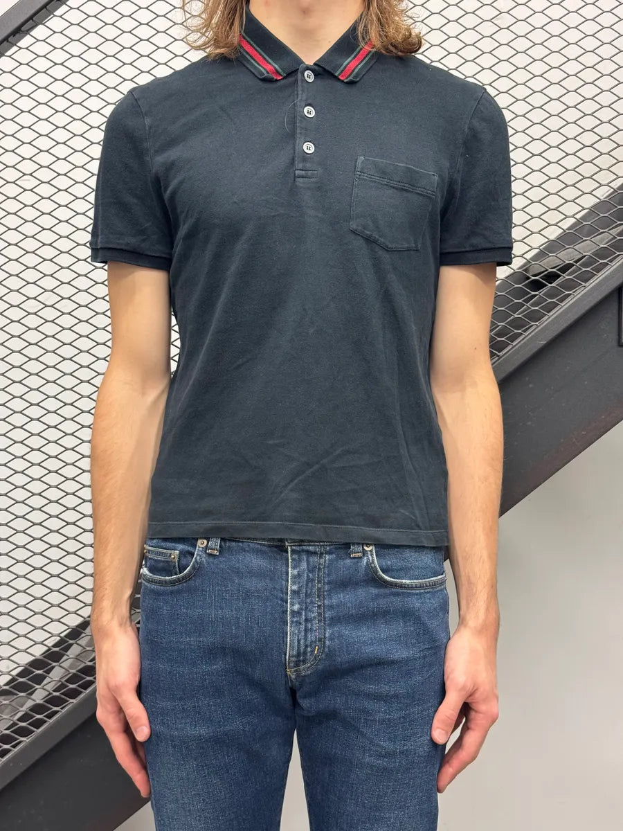 2010s Gucci Black Contrast Pocket Stripe Polo ISQxcjI 1