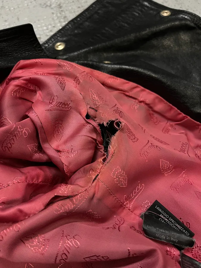 2010s Gucci Black Leather Gold-Studded Biker Jacket ybsDUej 11