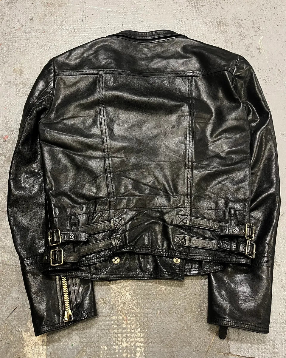2010s Gucci Black Leather Gold-Studded Biker Jacket ybsDUej 6