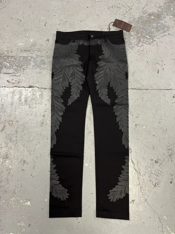 2010s Gucci Black Leaves Pants xZHVYak 0
