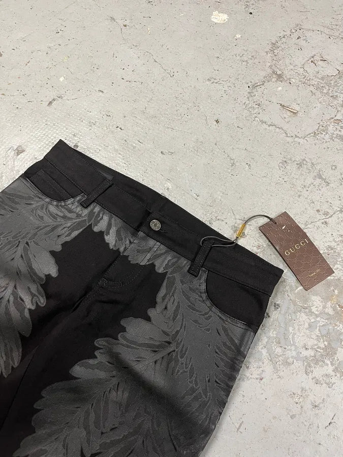 2010s Gucci Black Leaves Pants xZHVYak 4