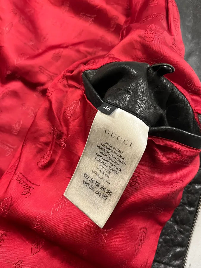 2010s Gucci Black Scars Leather Biker Jacket kdtGRUk 10