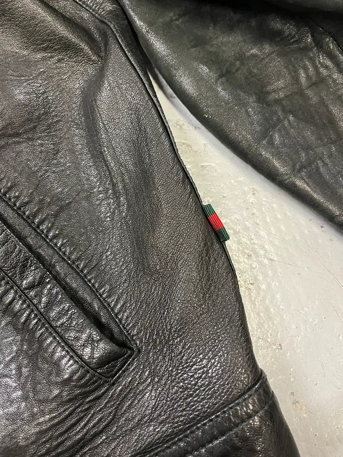 2010s Gucci Black Scars Leather Biker Jacket kdtGRUk 4