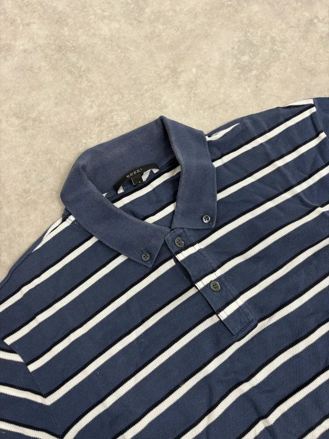 2010s Gucci Blue Striped Polo DpEVuXE 4