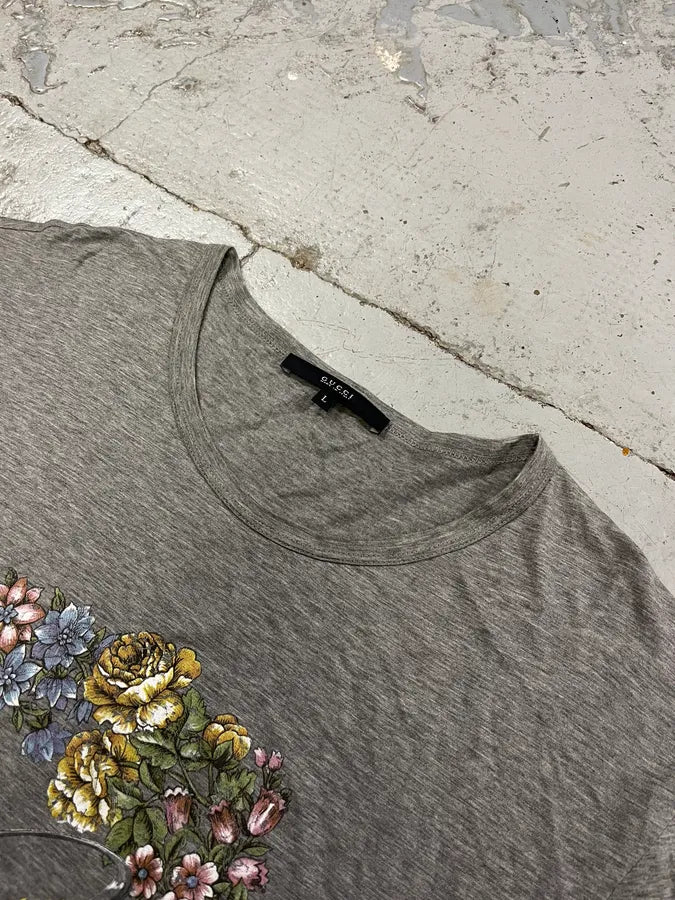 2010s Gucci Flowers Grey T-Shirt idBGZNk 3