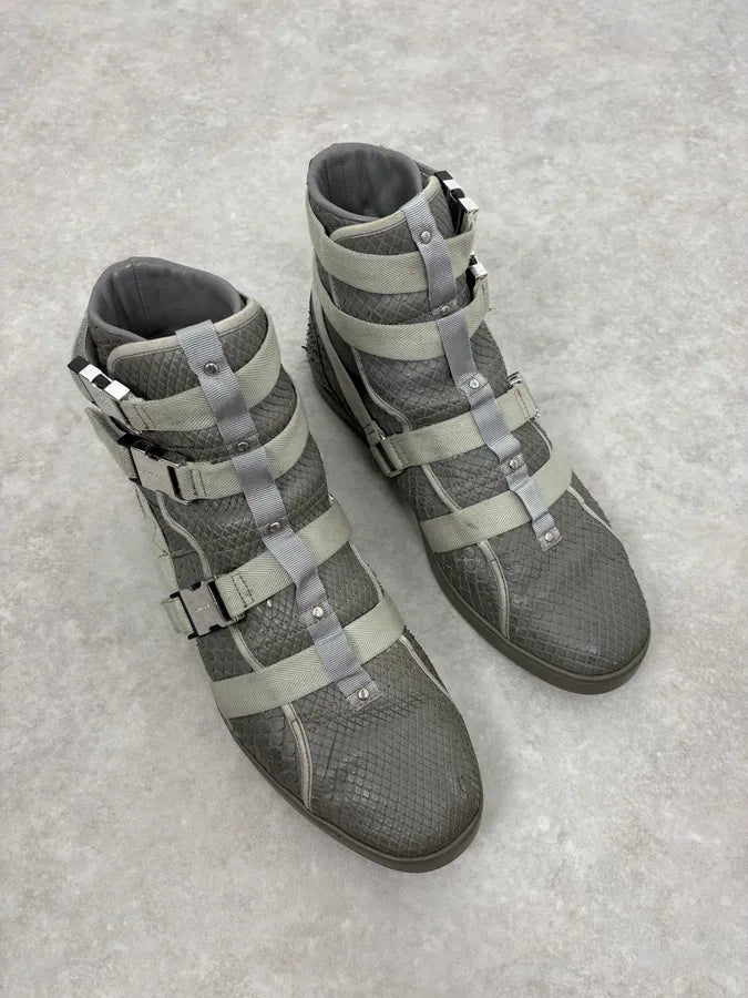 2010s Gucci Grey Avant-Garde Python Leather Buckles High Sneakers xnkBHop 2