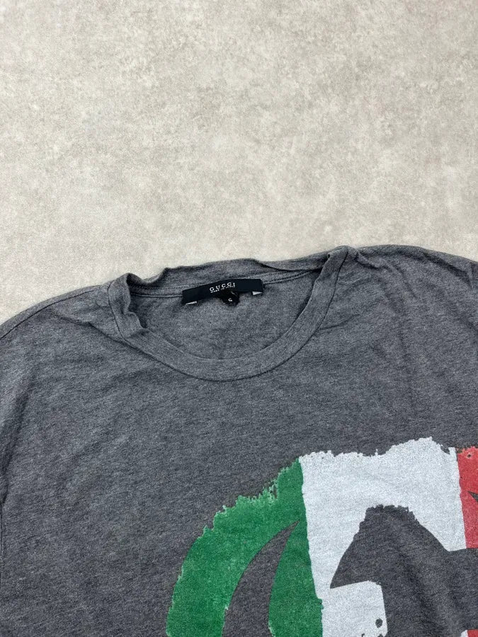 2010s Gucci Grey Cotton Italian Flag Propaganda T-Shirt cnDsocg 4