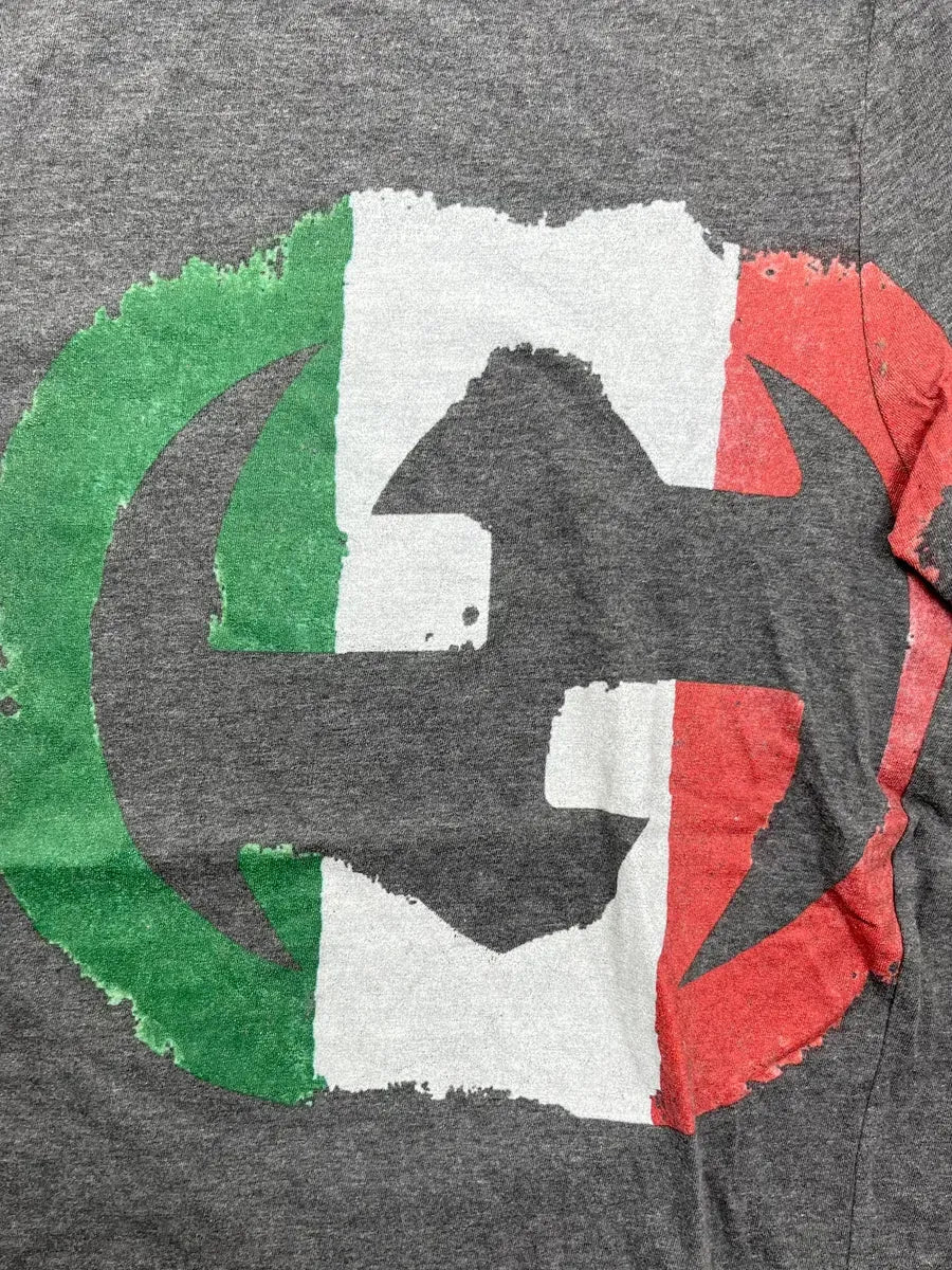 2010s Gucci Grey Cotton Italian Flag Propaganda T-Shirt cnDsocg 6