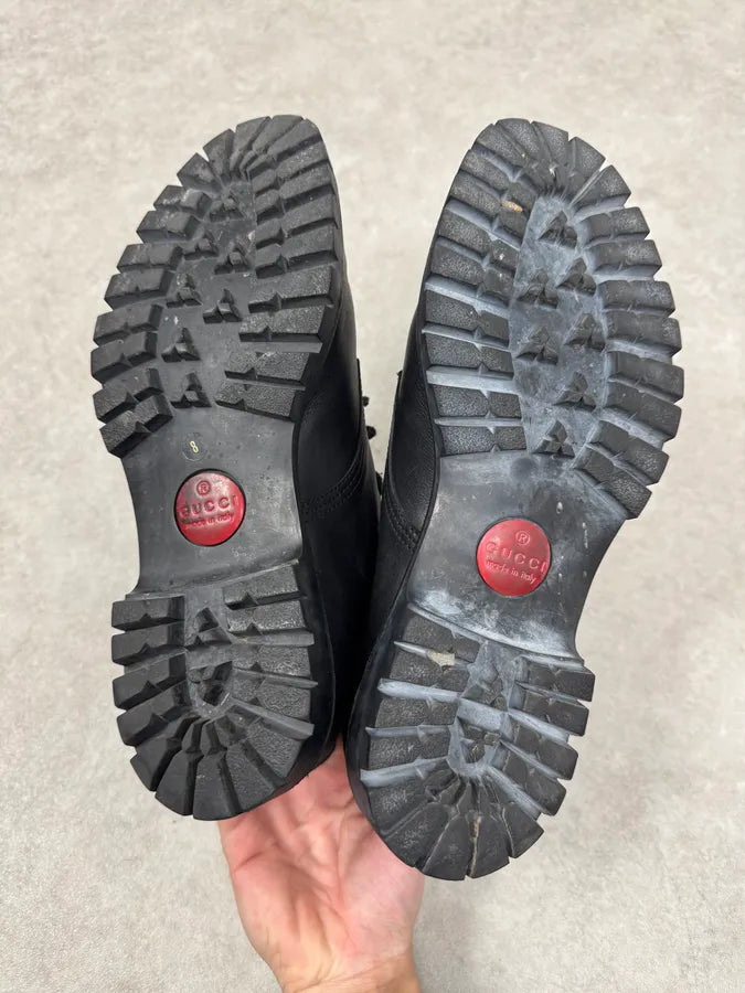 2010s Gucci Italian Black Premium Leather Boots sTOpeQz 5