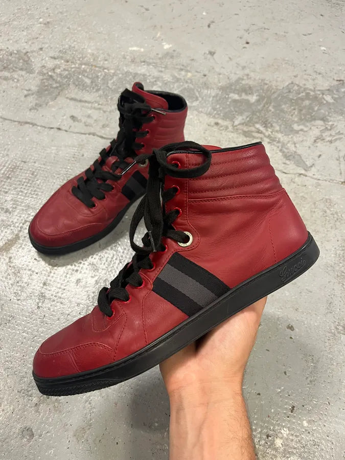 2010s Gucci Italian Red High Sneakers (42.5eu/us9) yiydzCq 0