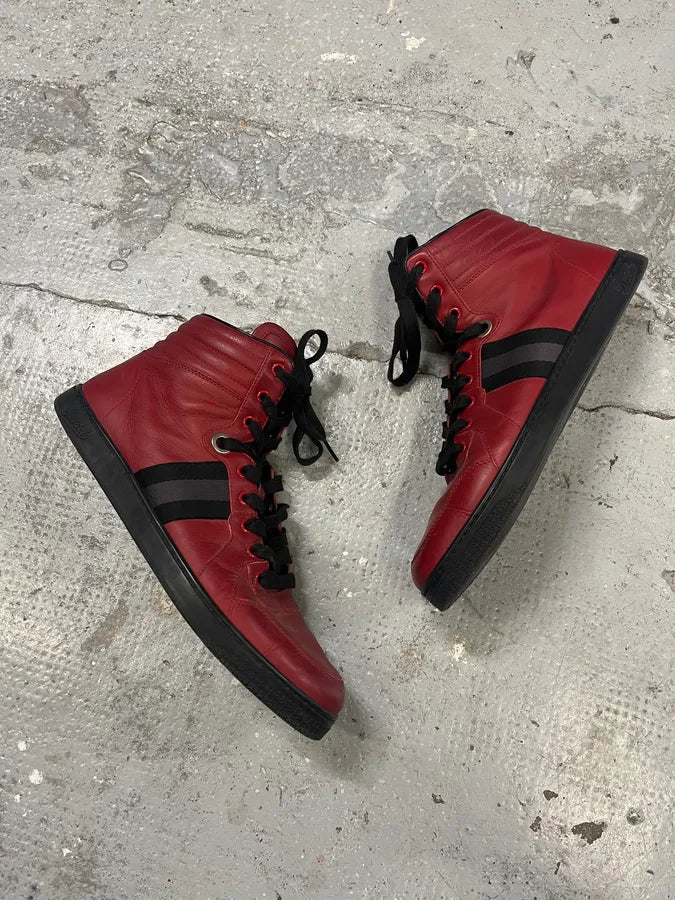 2010s Gucci Italian Red High Sneakers (42.5eu/us9) yiydzCq 2