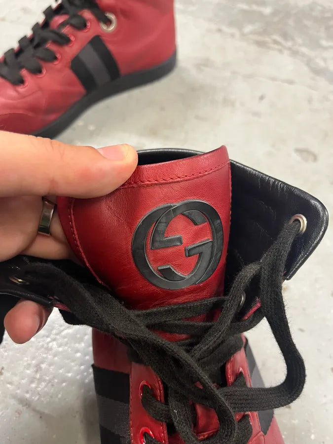 2010s Gucci Italian Red High Sneakers (42.5eu/us9) yiydzCq 7