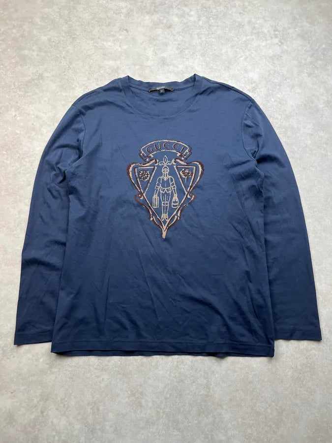 2010s Gucci Knight Crest Navy Longsleeve TeMiOJo 2