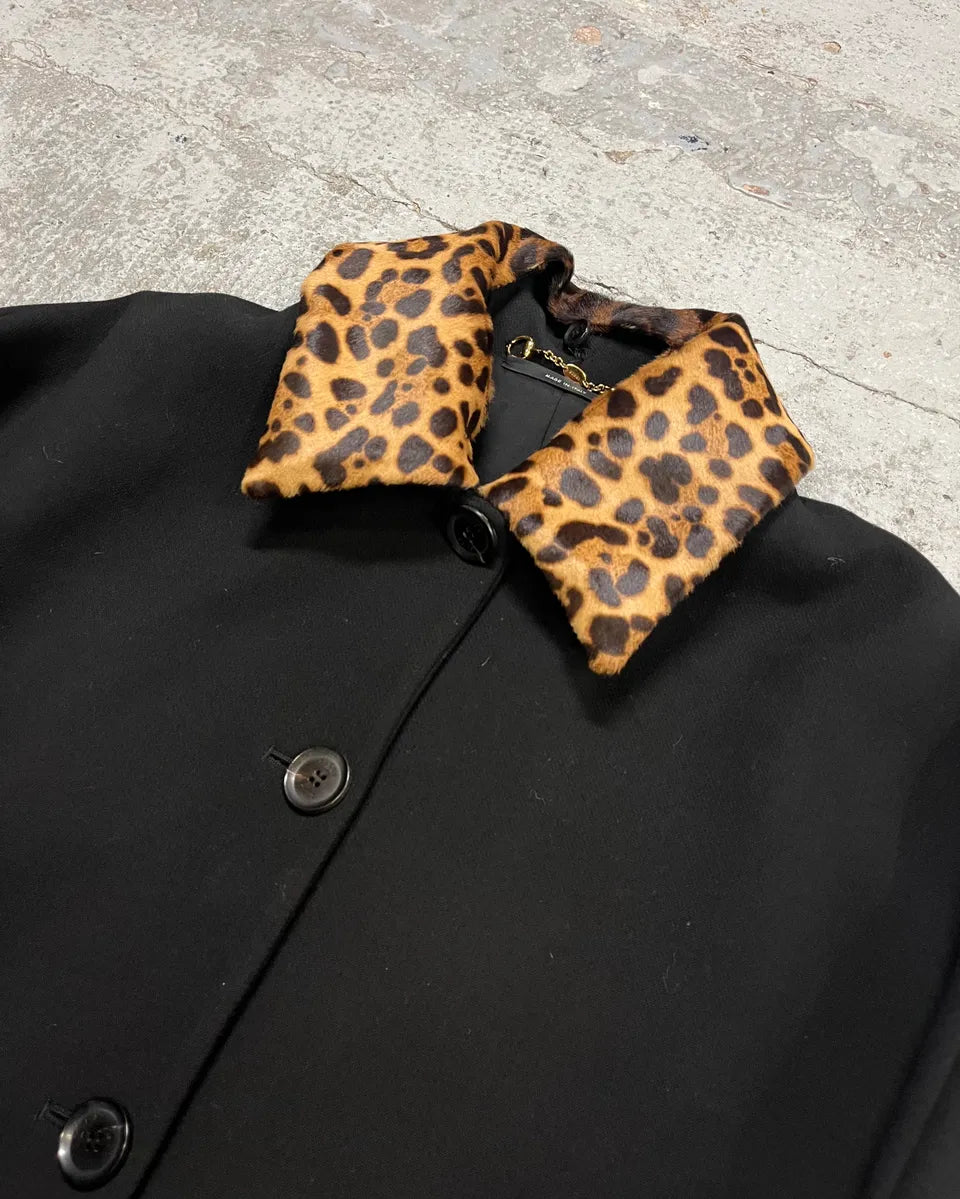 2010s Gucci Leopard Collar Black Wool Jacket MaMdIxK 4