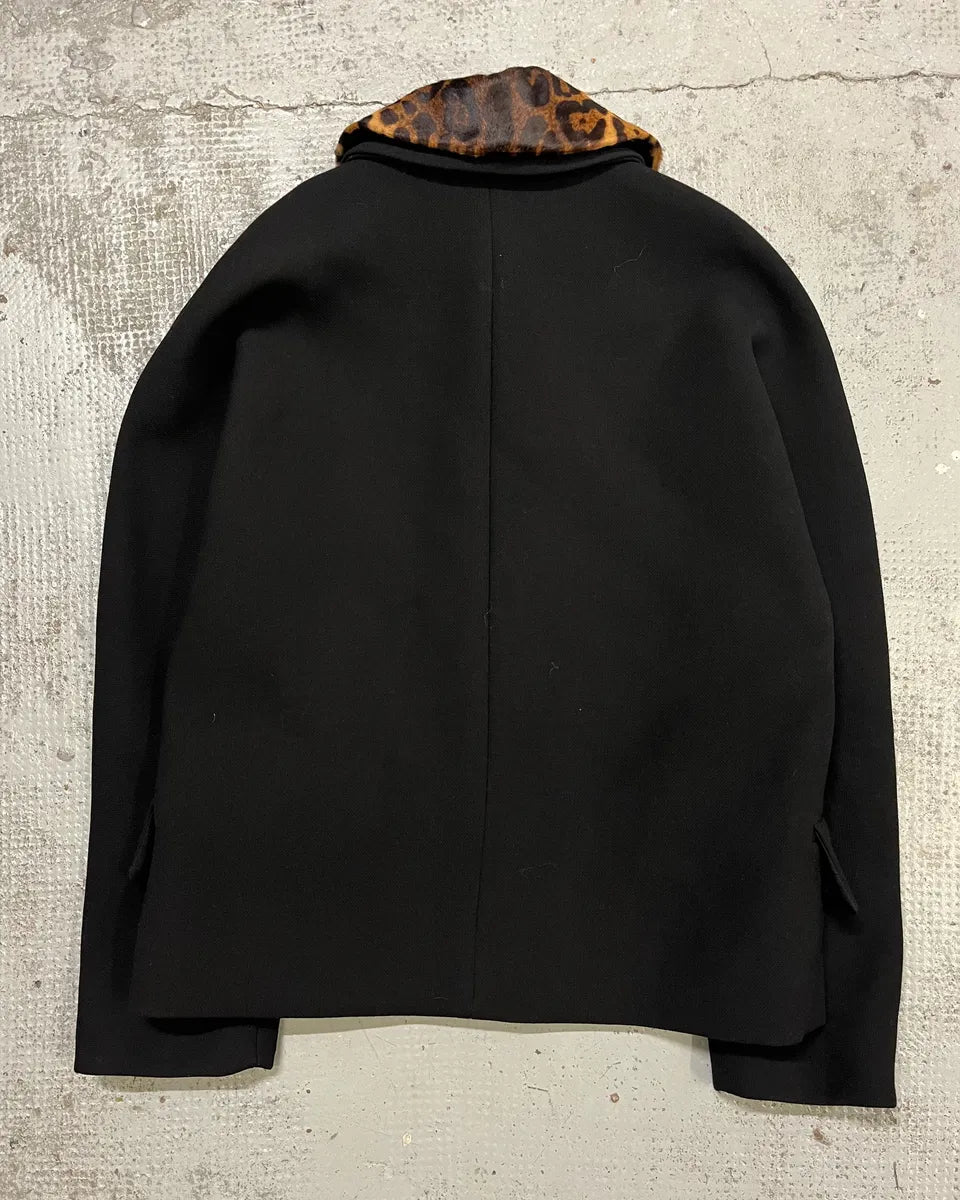 2010s Gucci Leopard Collar Black Wool Jacket MaMdIxK 6