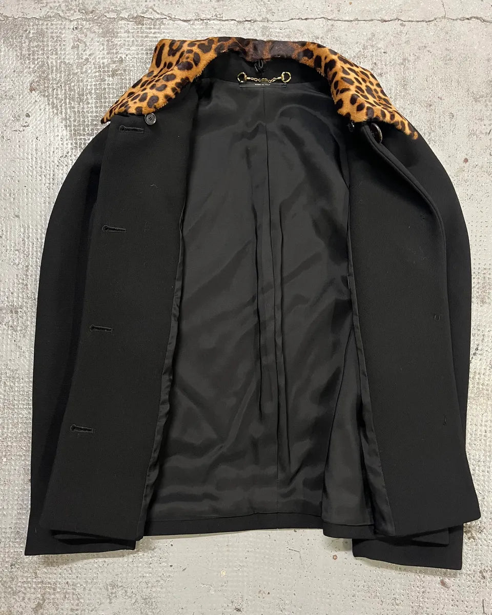 2010s Gucci Leopard Collar Black Wool Jacket MaMdIxK 7