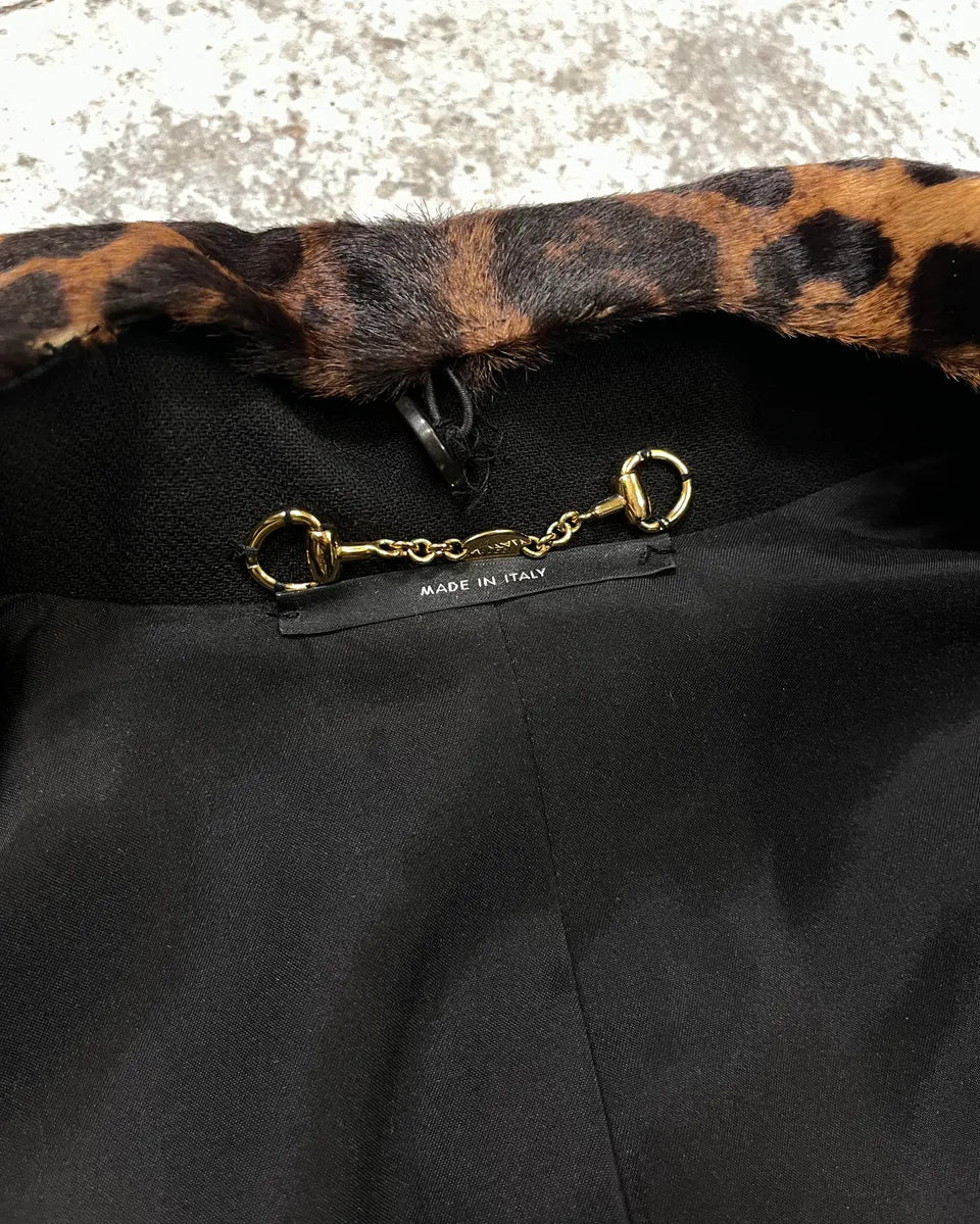 2010s Gucci Leopard Collar Black Wool Jacket MaMdIxK 8