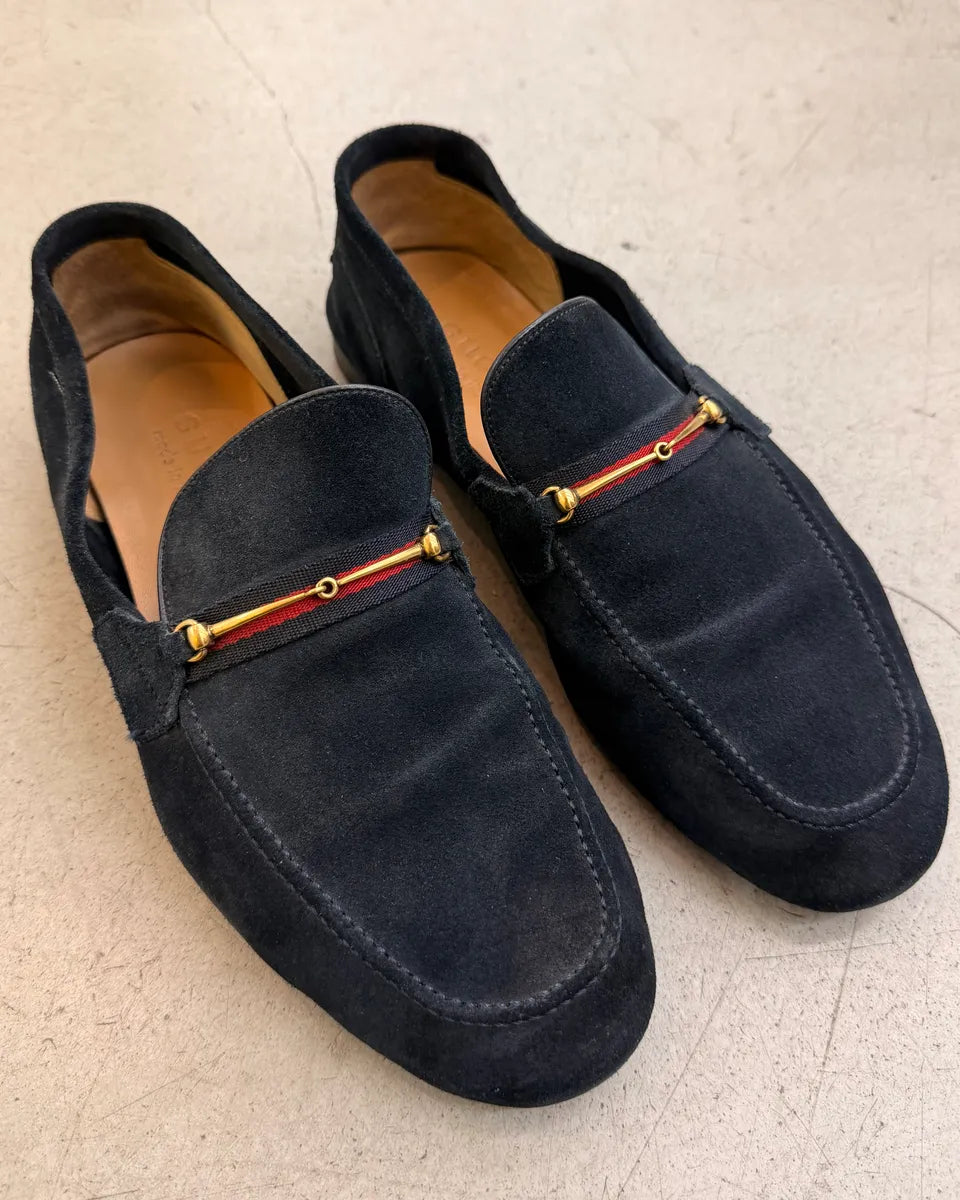 2010s Gucci Marine Suede Web Stripe Jordaan Loafers dwVnhlB 1