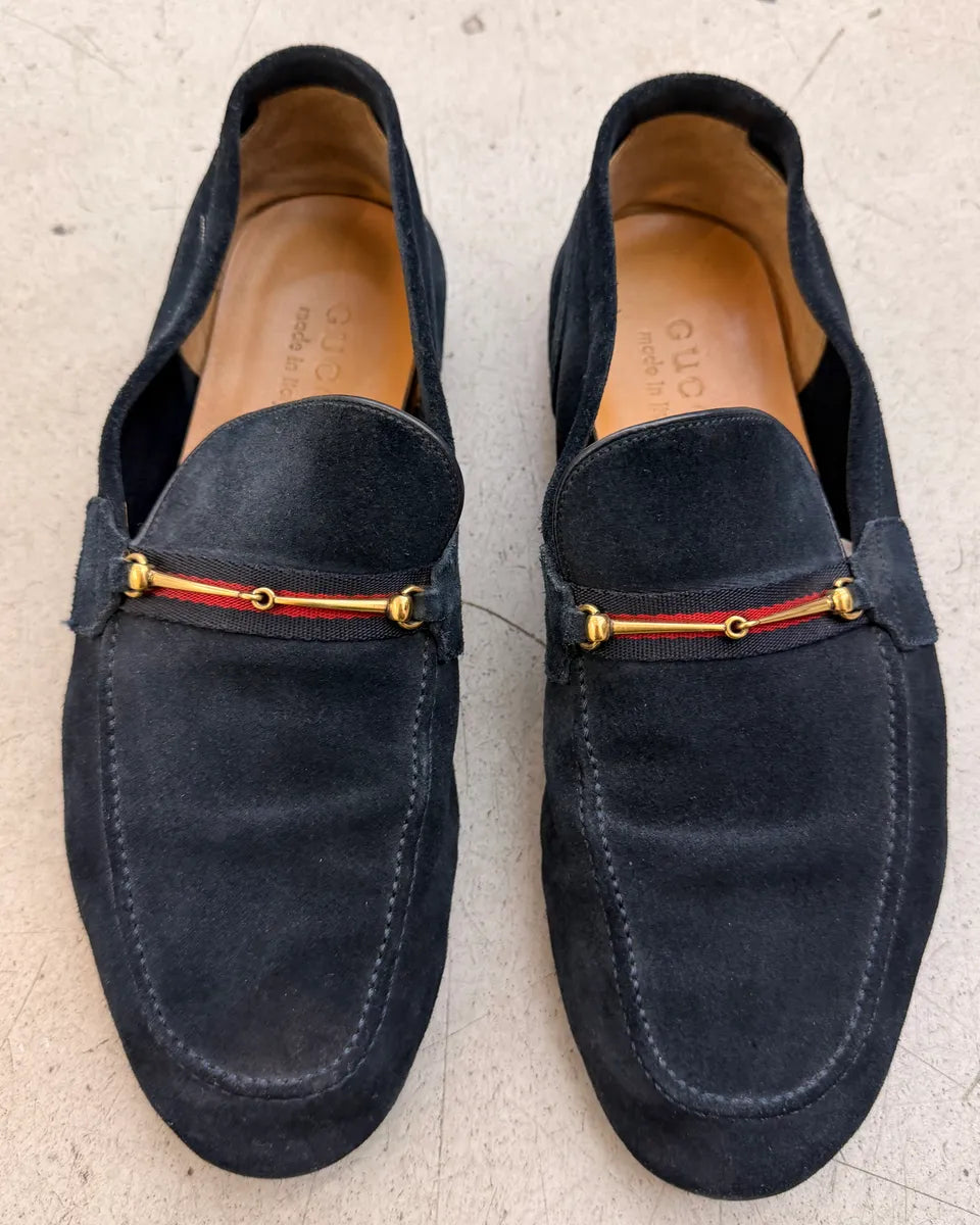 2010s Gucci Marine Suede Web Stripe Jordaan Loafers dwVnhlB 2