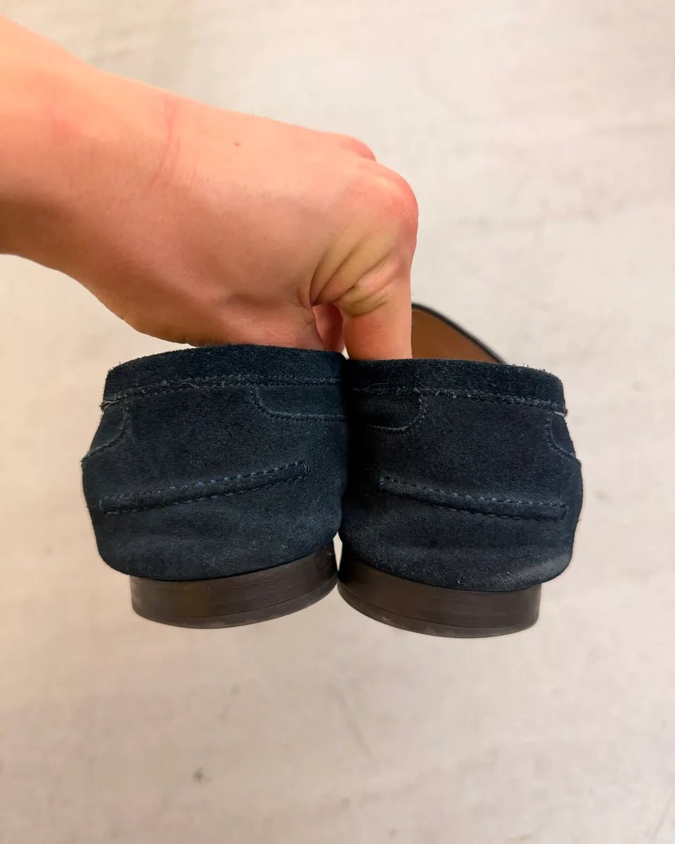 2010s Gucci Marine Suede Web Stripe Jordaan Loafers dwVnhlB 6