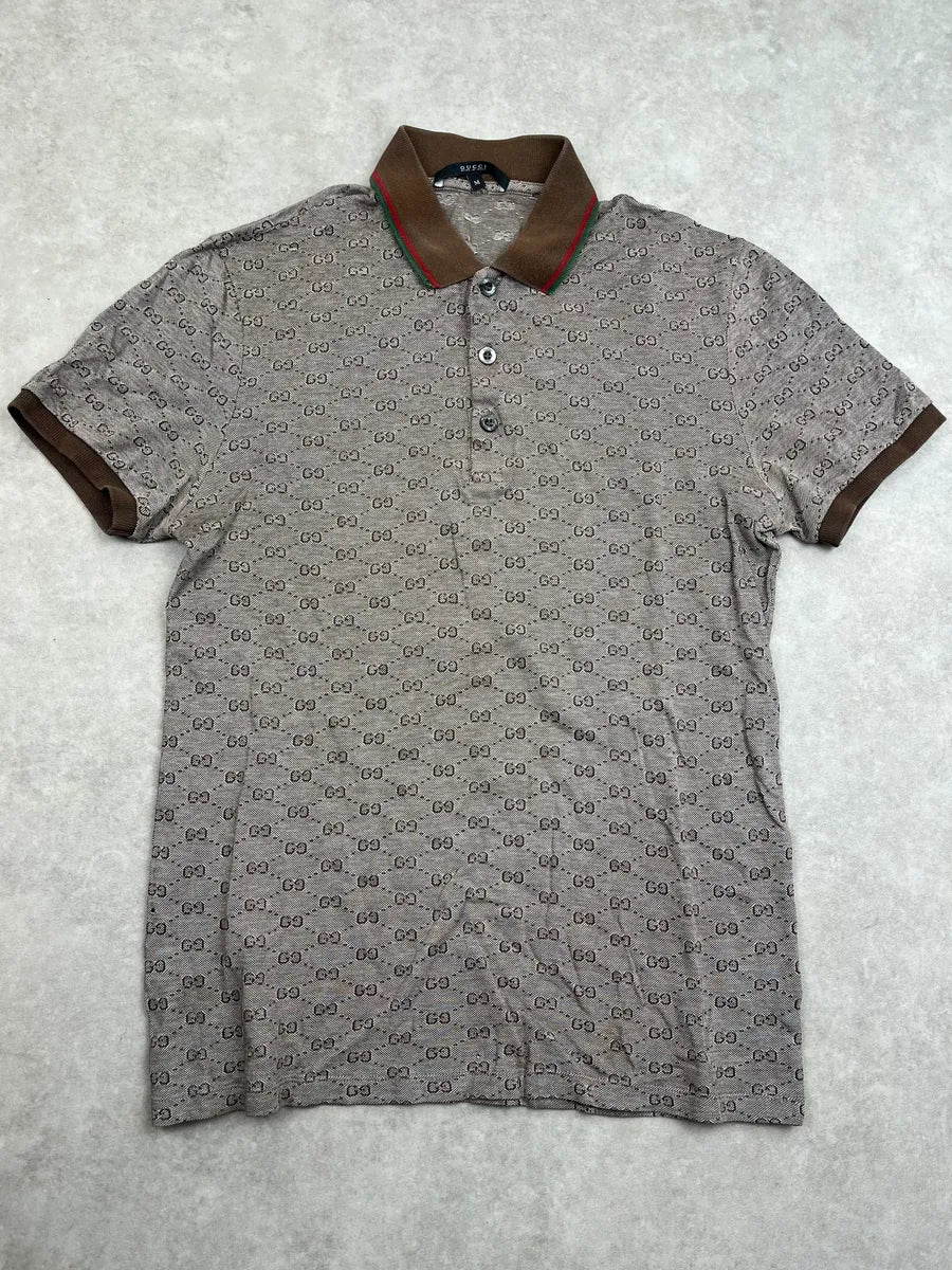 2010s Gucci Monogram Brown Polo Shirt RkwChMa 0