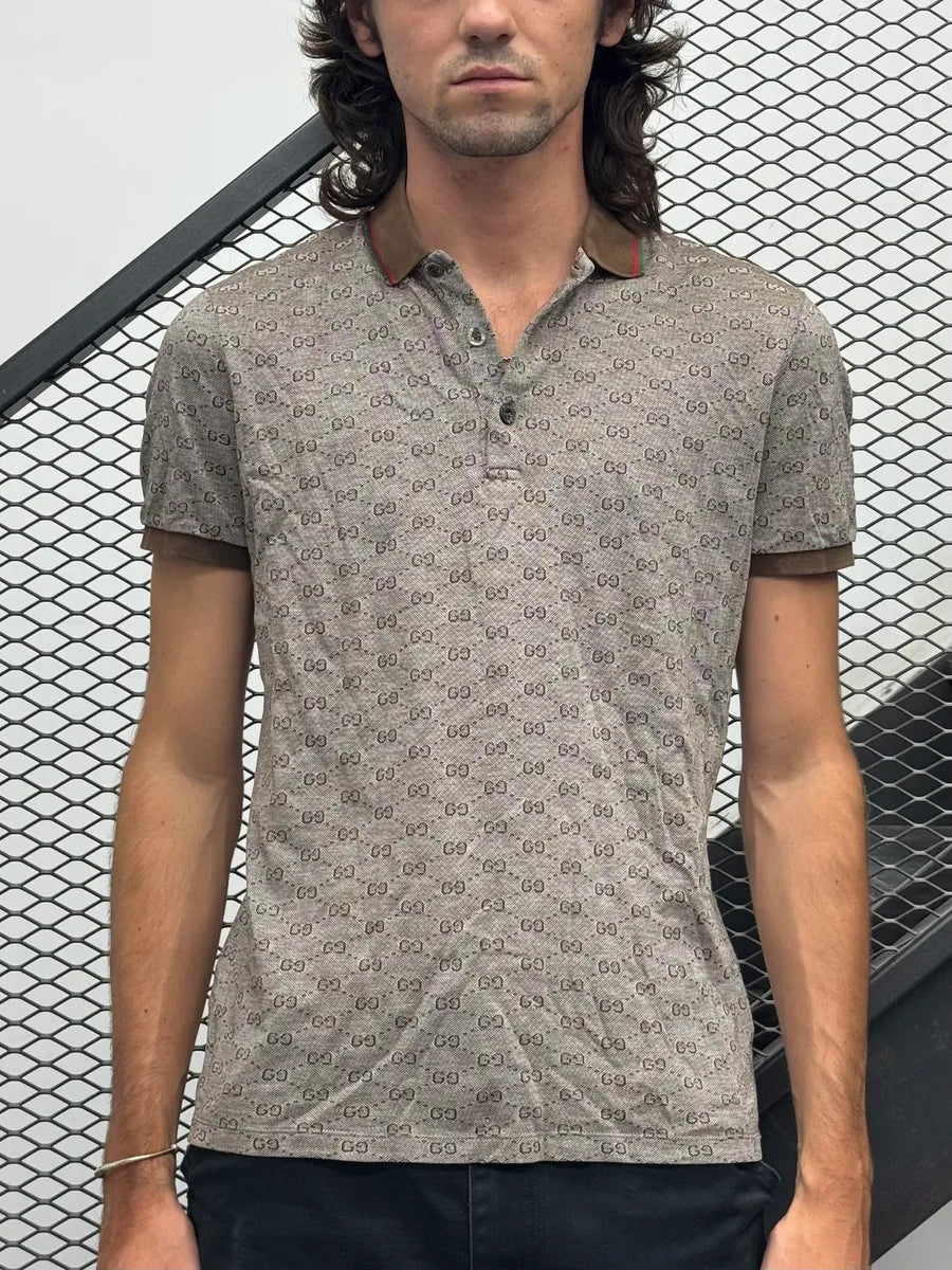 2010s Gucci Monogram Brown Polo Shirt RkwChMa 1