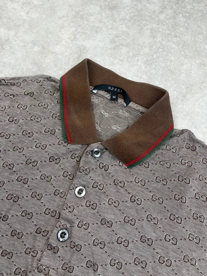 2010s Gucci Monogram Brown Polo Shirt RkwChMa 3