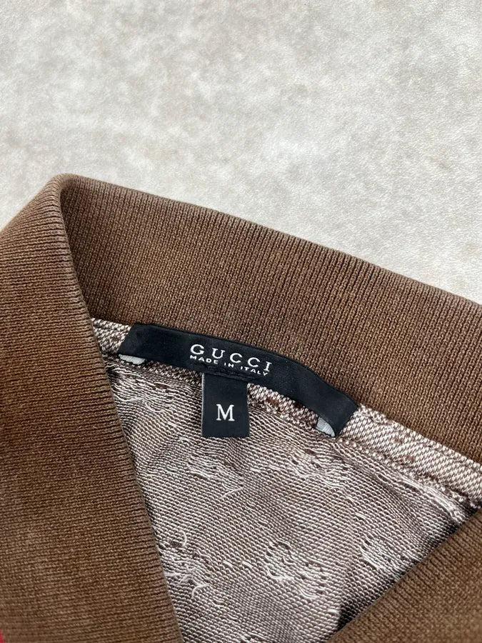 2010s Gucci Monogram Brown Polo Shirt RkwChMa 8