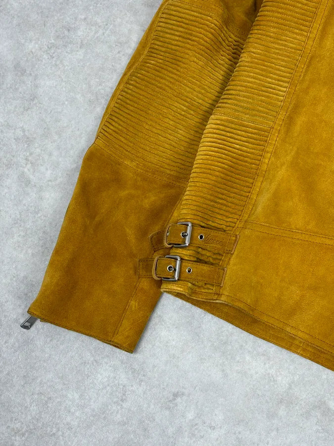 SS2009 Gucci Mustard Yellow Suede Leather Perfecto Jacket XHoCgYJ 8
