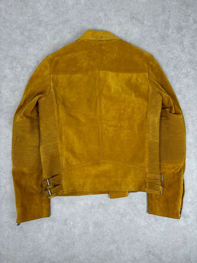 SS2009 Gucci Mustard Yellow Suede Leather Perfecto Jacket XHoCgYJ 5