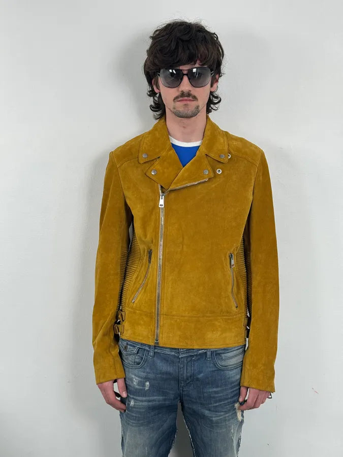 SS2009 Gucci Mustard Yellow Suede Leather Perfecto Jacket XHoCgYJ 1