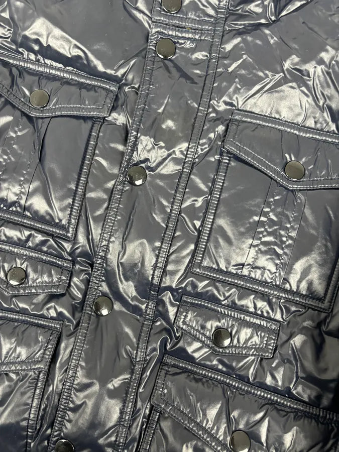 AW2008 Gucci Navy Satin Hooded Puffer Bomber Jacket yLCZNaD 9