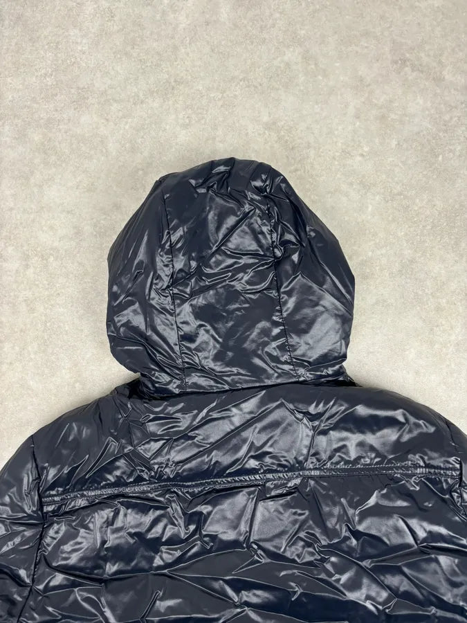 AW2008 Gucci Navy Satin Hooded Puffer Bomber Jacket yLCZNaD 5