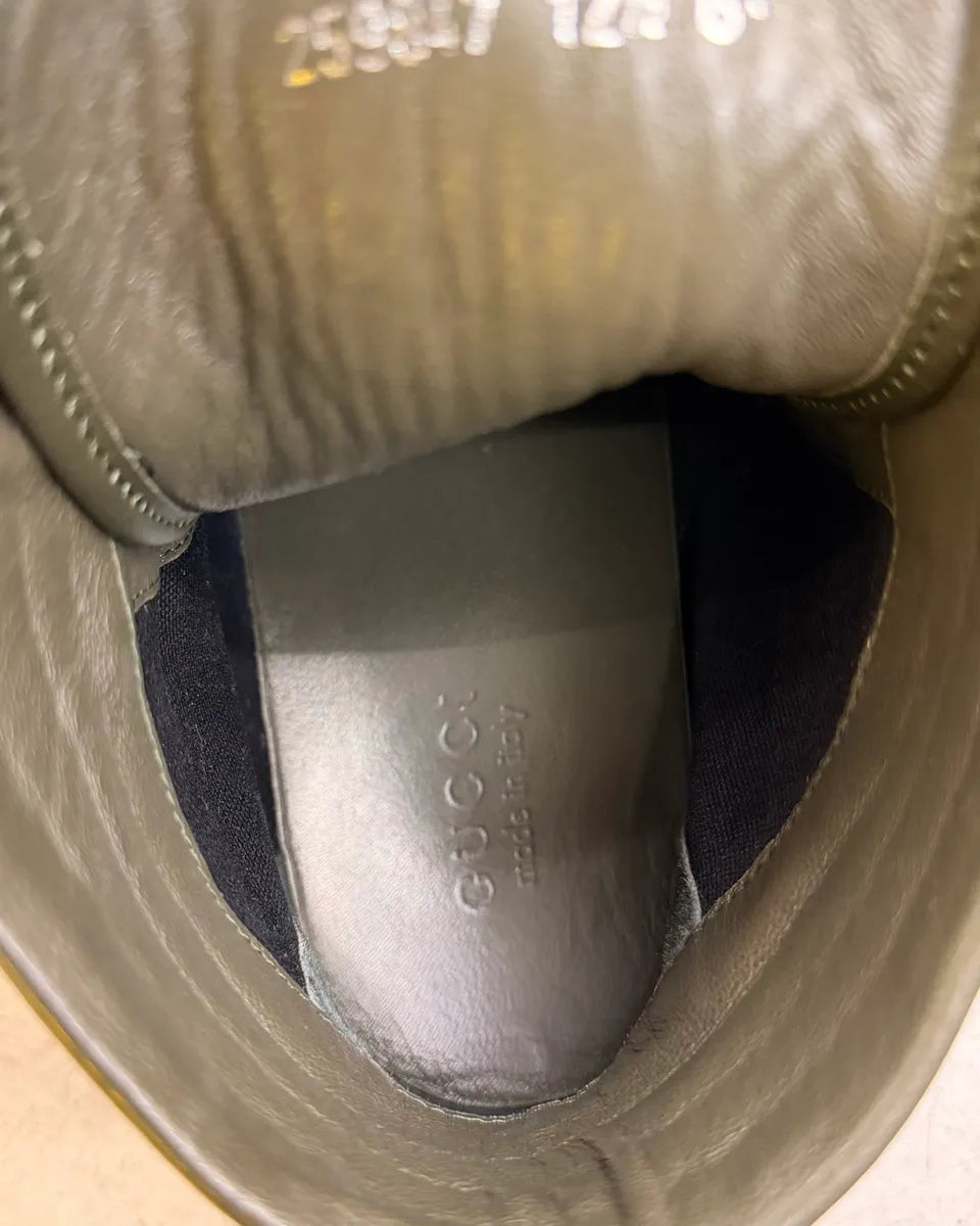 2010s Gucci Olive Coda Leather Monogram High Sneakers by Frida Giannini fJXLGUB 10