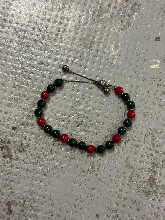 2010s Gucci Red & Green Wood Beaded Adjustable Closure Bracelet qkuLsKu 2
