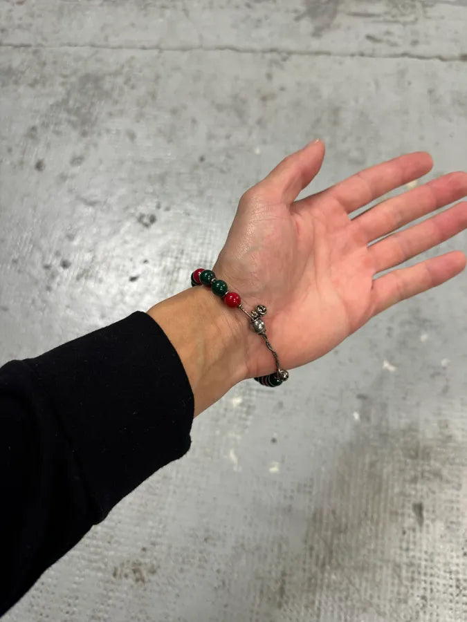 2010s Gucci Red & Green Wood Beaded Adjustable Closure Bracelet qkuLsKu 3