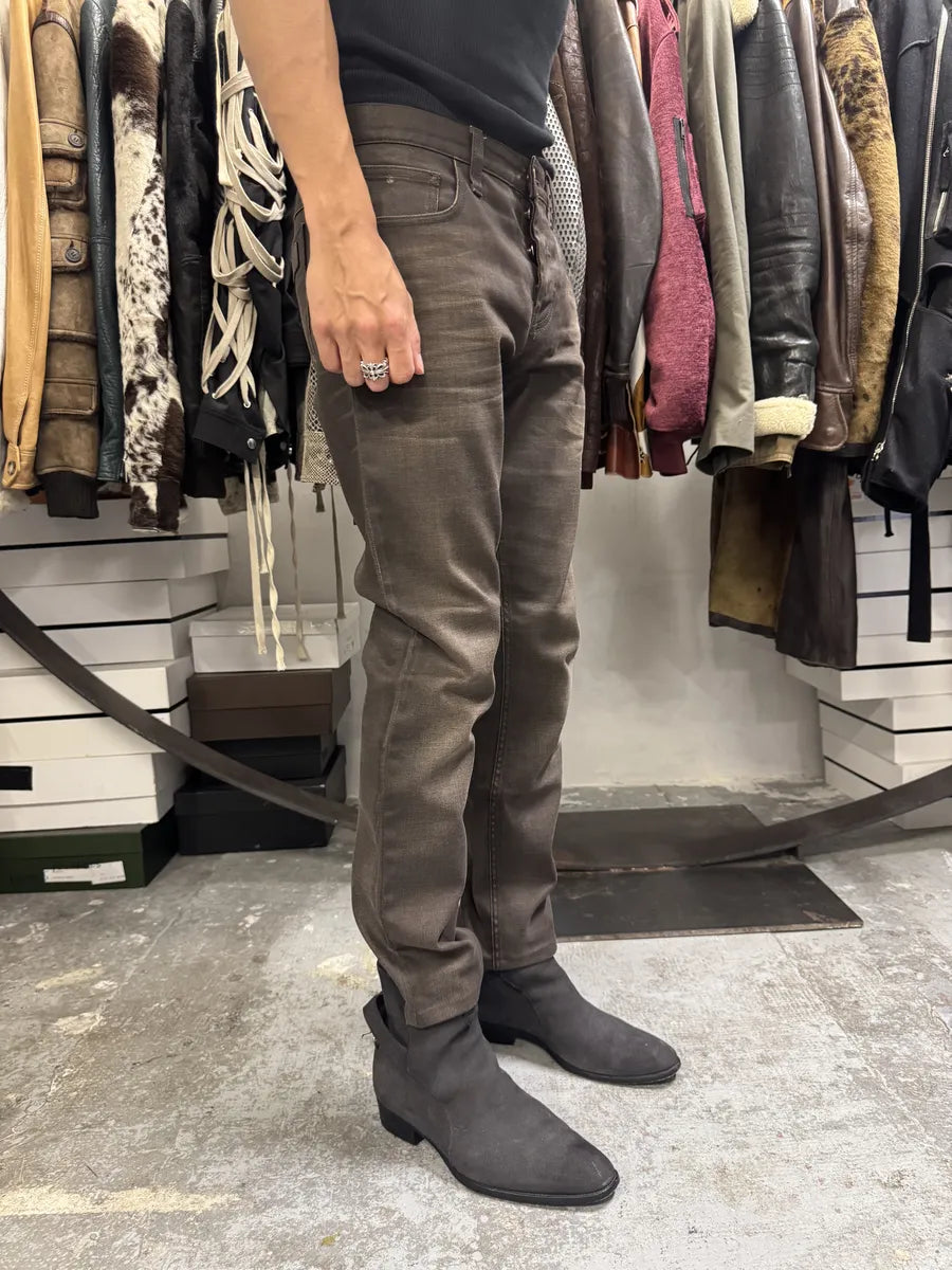 2010s Gucci Signature Brown Eroded Slim Denim Jeans WvfBGaN 3