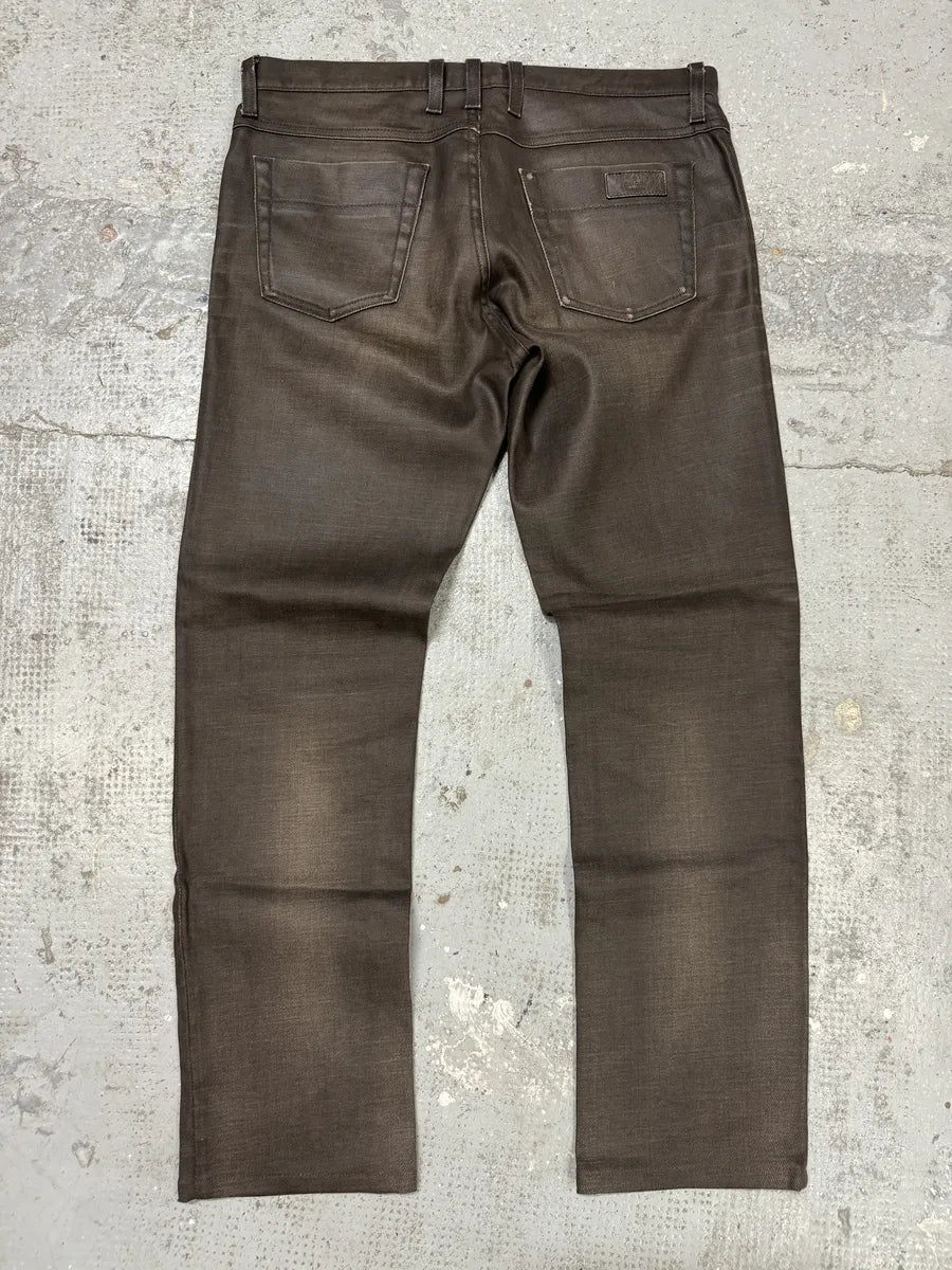 2010s Gucci Signature Brown Eroded Slim Denim Jeans WvfBGaN 6