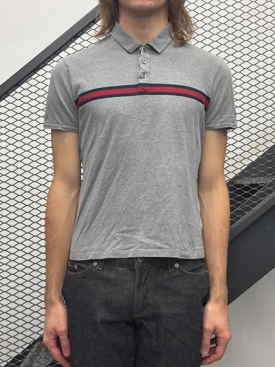 2010s Gucci Striped Grey Polo Shirt UlmrQjT 0