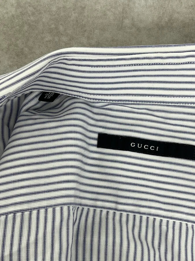 2010s Gucci White & Blue Striped Classy Shirt IGpyppH 10