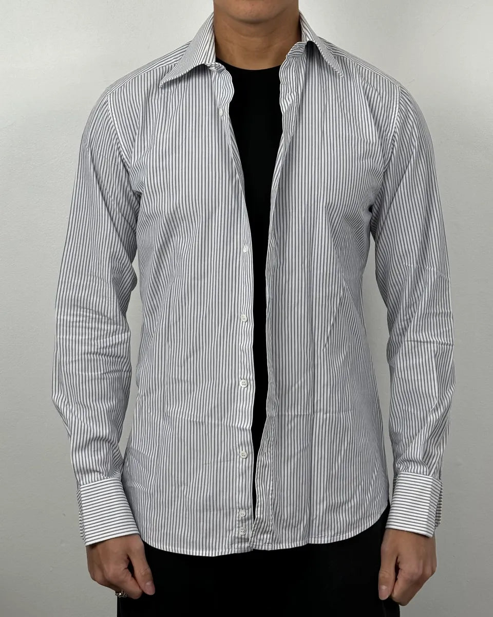 2010s Gucci White & Blue Striped Classy Shirt IGpyppH 0