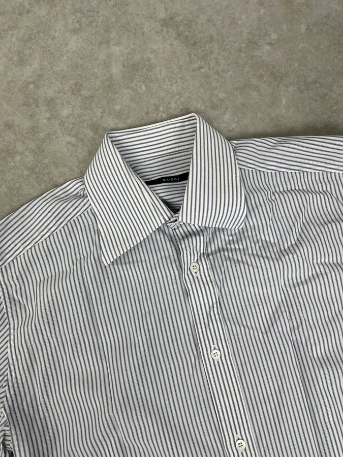 2010s Gucci White & Blue Striped Classy Shirt IGpyppH 4