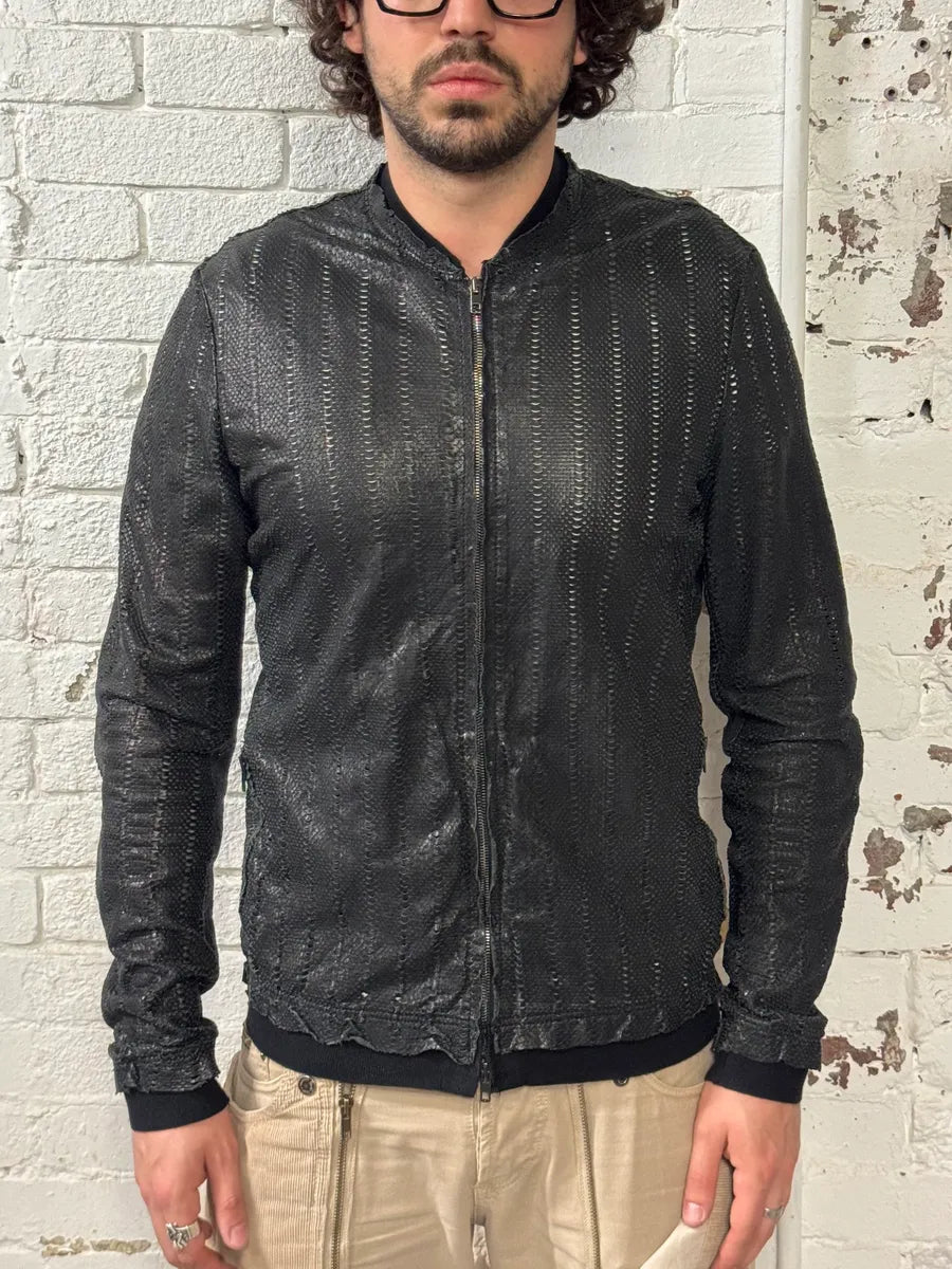 2010s Italian Black Avant-Garde Distressed Leather Jacket zkroxwH 1