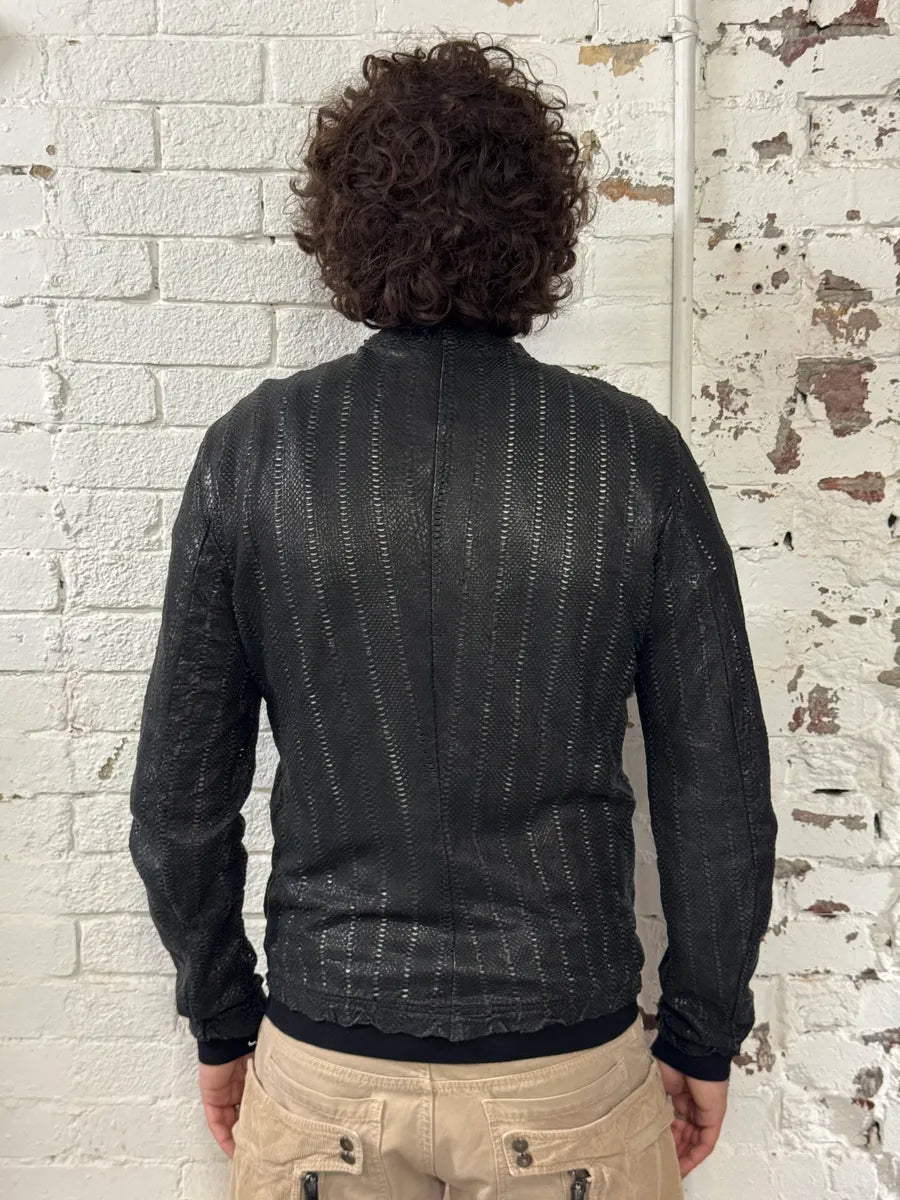 2010s Italian Black Avant-Garde Distressed Leather Jacket zkroxwH 2