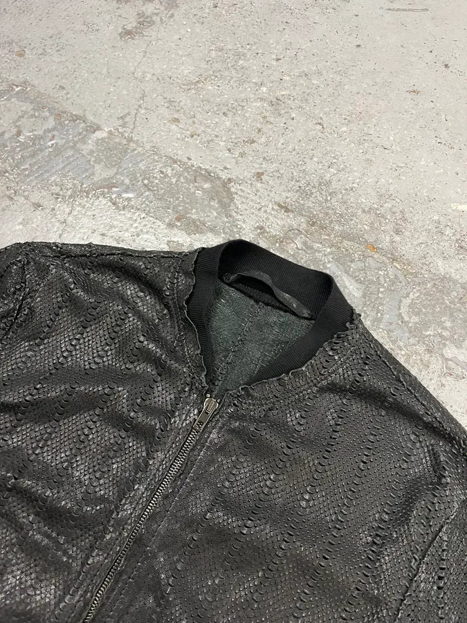 2010s Italian Black Avant-Garde Distressed Leather Jacket zkroxwH 4