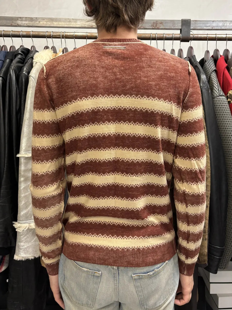 2010s Jean Paul Gaultier Red & White Wool Striped Sweater jPsMIMQ 2