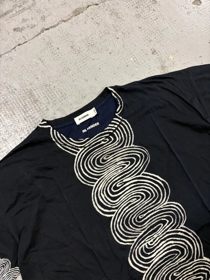 SS2013 Jil Sander Black & Navy Waves T-Shirt YhVcoDZ 4