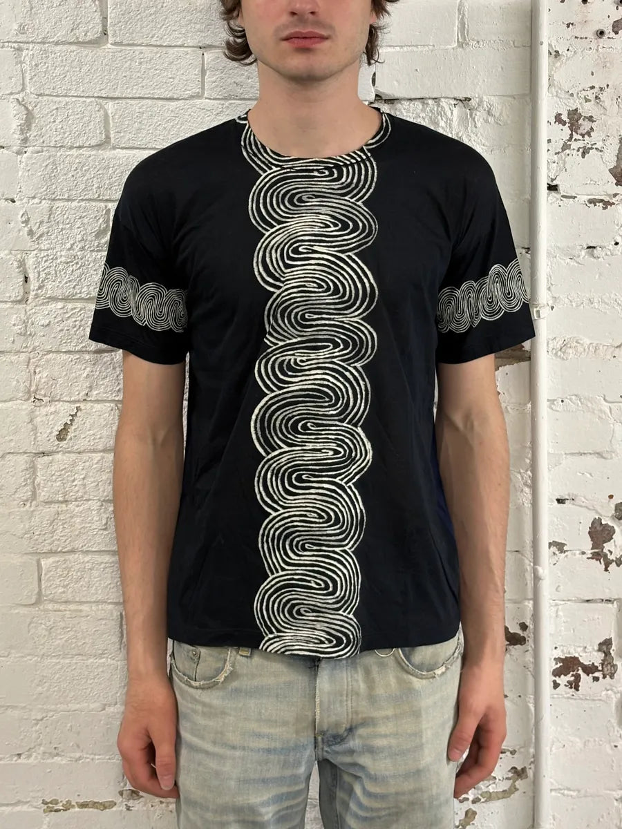SS2013 Jil Sander Black & Navy Waves T-Shirt YhVcoDZ 1