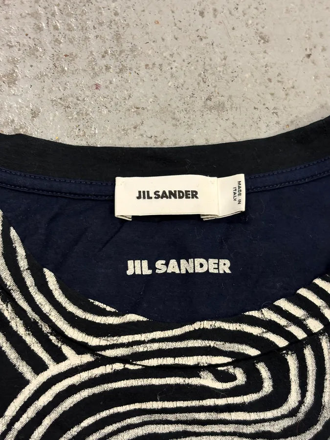 SS2013 Jil Sander Black & Navy Waves T-Shirt YhVcoDZ 6